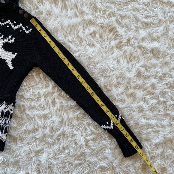 Ralph Lauren little girls black cotton deer snowflake  sweater Medium 8/10 - Picture 12 of 13